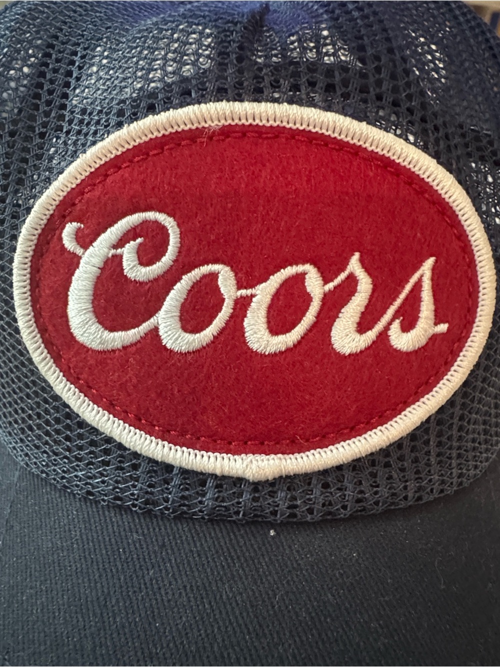 Coors Banquet Navy Mesh Trucker Hat with Red Logo Patch - Picture 2 of 7